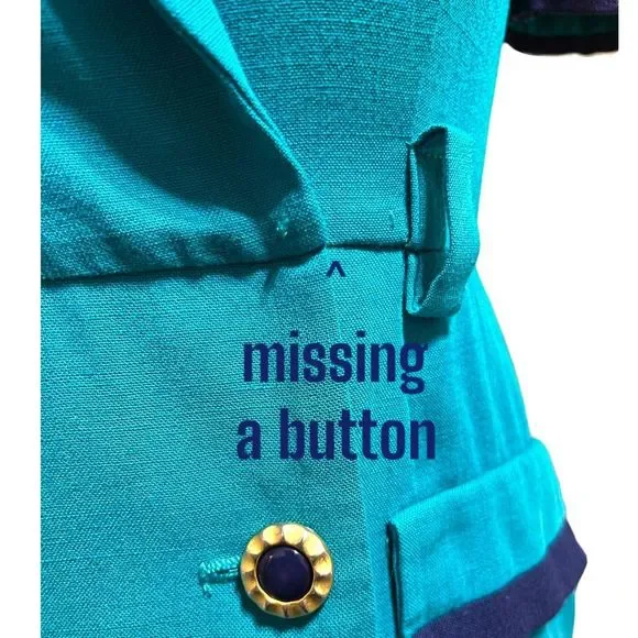 Vintage Green mini Pencil Dress 80s Button Up Sheath - Picture 5 of 8